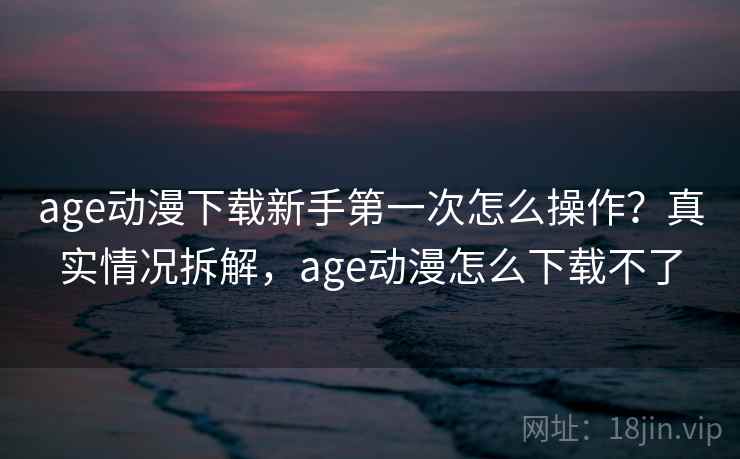 age动漫下载新手第一次怎么操作？真实情况拆解，age动漫怎么下载不了