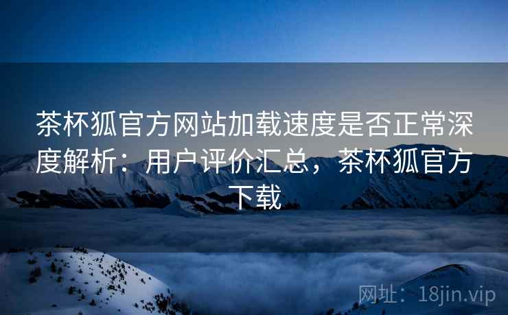 茶杯狐官方网站加载速度是否正常深度解析：用户评价汇总，茶杯狐官方下载