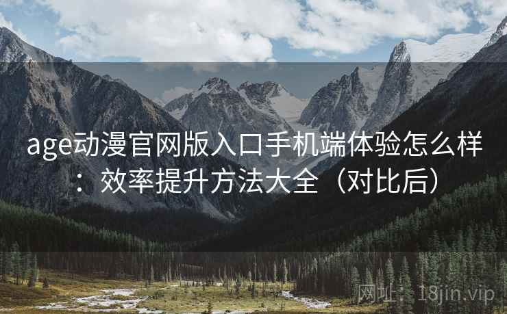 age动漫官网版入口手机端体验怎么样：效率提升方法大全（对比后）
